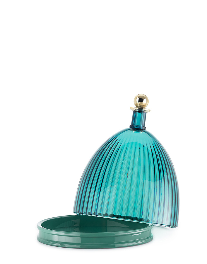 Kartell La Coupole Tablett mit Glocke aus Glas in Blau Multicolour gestreift rund - Bild 2