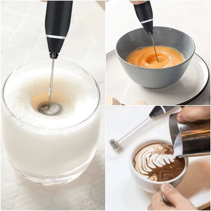 XIADYINJIA Elektrischer Milchaufschäumer und Eierschläger in Schwarz, wiederaufladbarer Dual-Stick-Milchkaffeemixer mit 3 Geschwindigkeiten - Bild 4