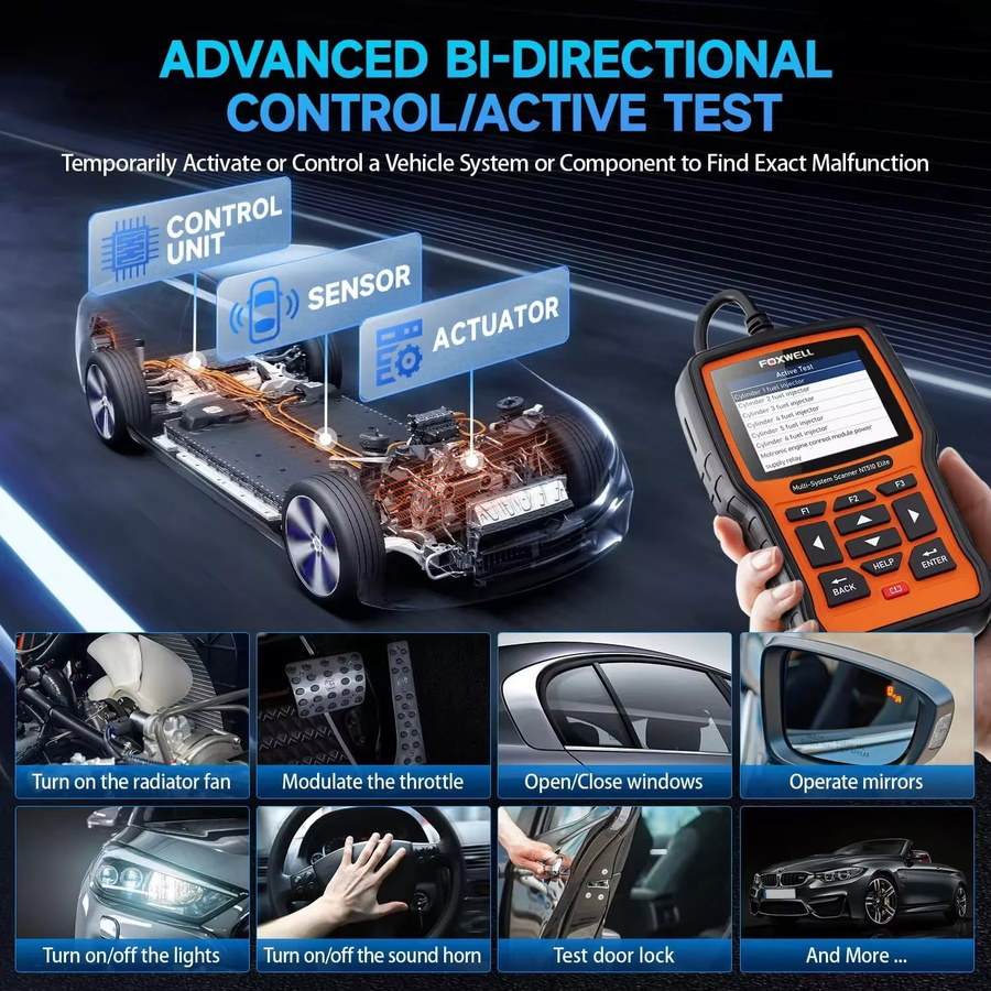 Foxwell NT510 Elite OBD2 Diagnose-Scanner für BMW in Schwarz mit ABS, SRS, DPF und TPMS Funktionen - Bild 2
