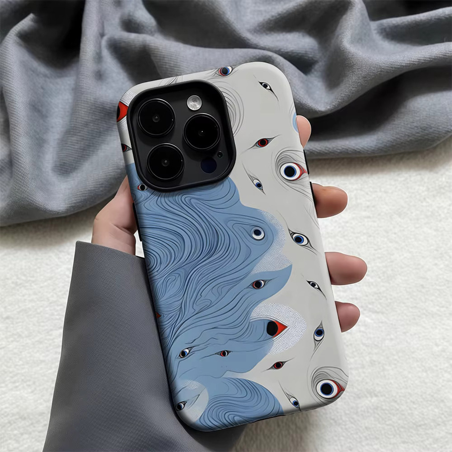 Casegame Matte Bumper MagSafe Hülle für iPhone 17 16 15 14 13 Pro Max mit abstrakter Böser-Blick-Kunst in Multicolour - Bild 2