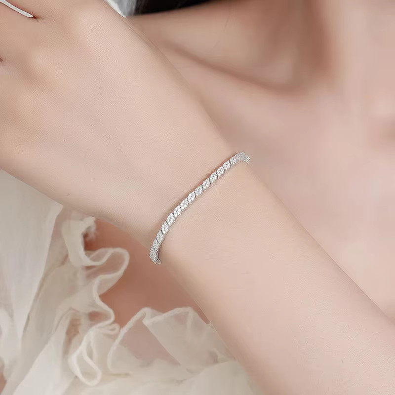 EWYA Moissanit-Tennis-Armband, 925 Silber, Diamant, Damen - Bild 6