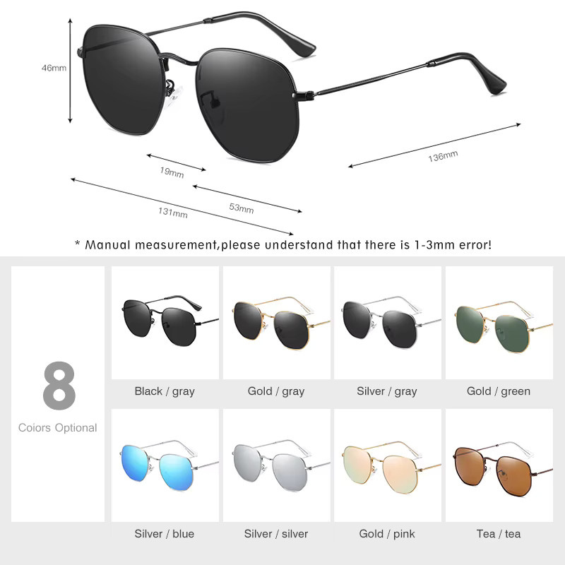 LM Neue Mode Sonnenbrille Hexagon, Vollrand, Metall, Unisex, polarisiert - Bild 3