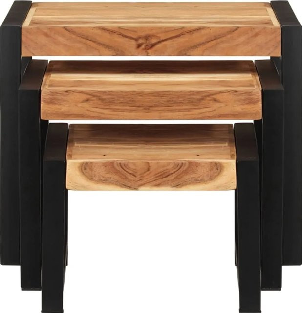 vidaXL Satztische 3-teilig aus Massivholz in Braun mit Palisander-Finish im Vintage-Stil - Bild 1