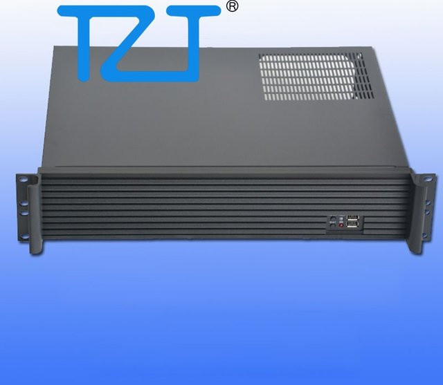 TZT DX-2350L IPC-Servergehäuse 2U in Schwarz und Silber mit Aluminium-Streifenplatte für Micro-ATX Motherboards - Bild 1