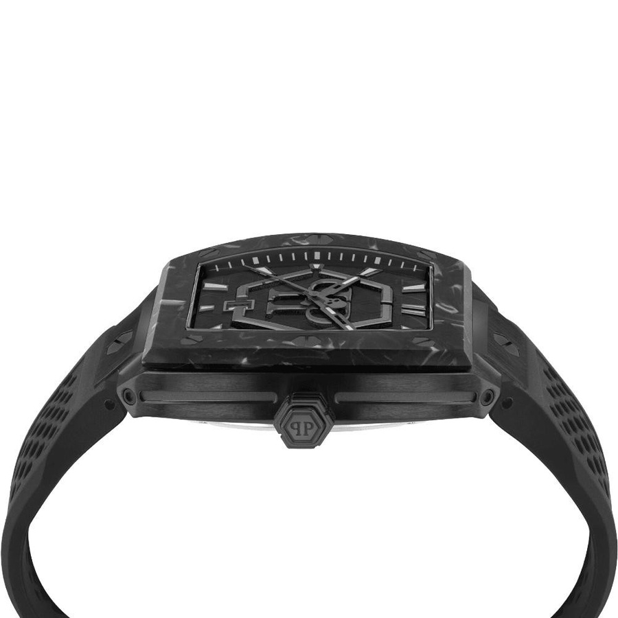 Philipp Plein Herrenuhr, Quarz, Edelstahl, Tonneau, 44 mm, Schwarz, Silikon - Bild 2