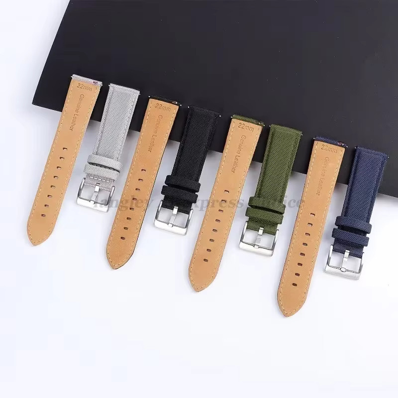 Uhrenarmband Leder, Nylon Canvas, 20mm, 22mm, Unisex, Sport - Bild 3