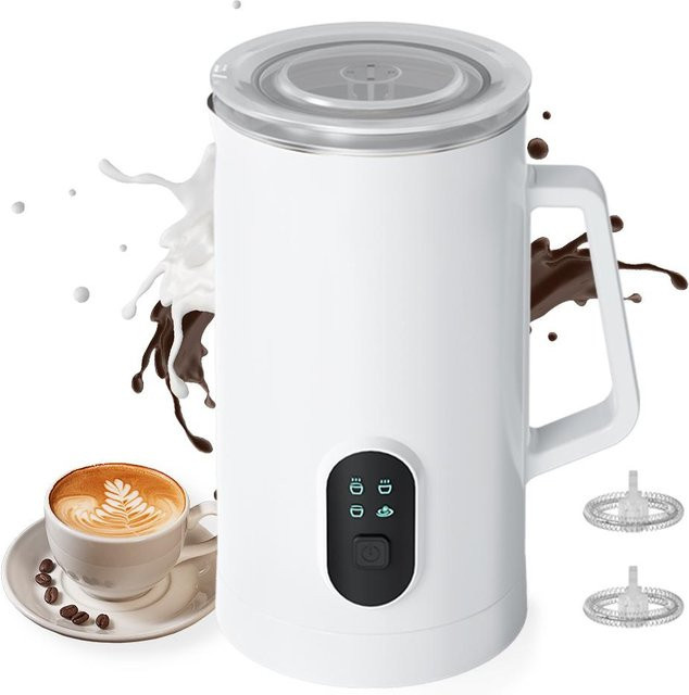 TOMTOP JMS Elektrischer Milchaufschäumer 4-in-1 mit Warm- und Kaltmilchfunktion, 400 W, 580 ml, Weiß - Bild 1
