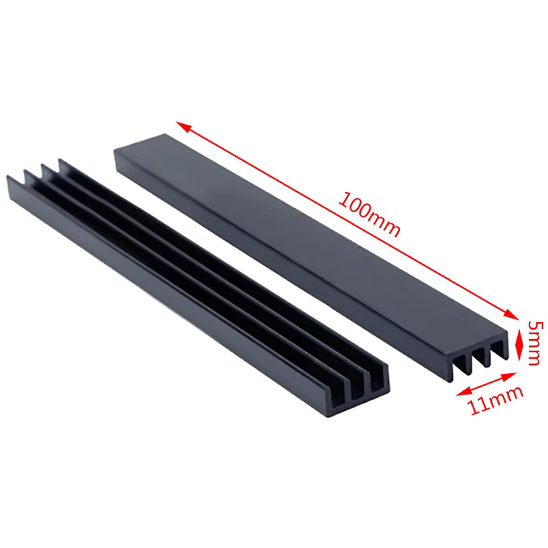 2 Stück SAFENH Aluminium-Kühlkörper in Schwarz für elektronische Chip-Kühlgeräte, B/T/H: 100 x 11 x 5 mm - Bild 3
