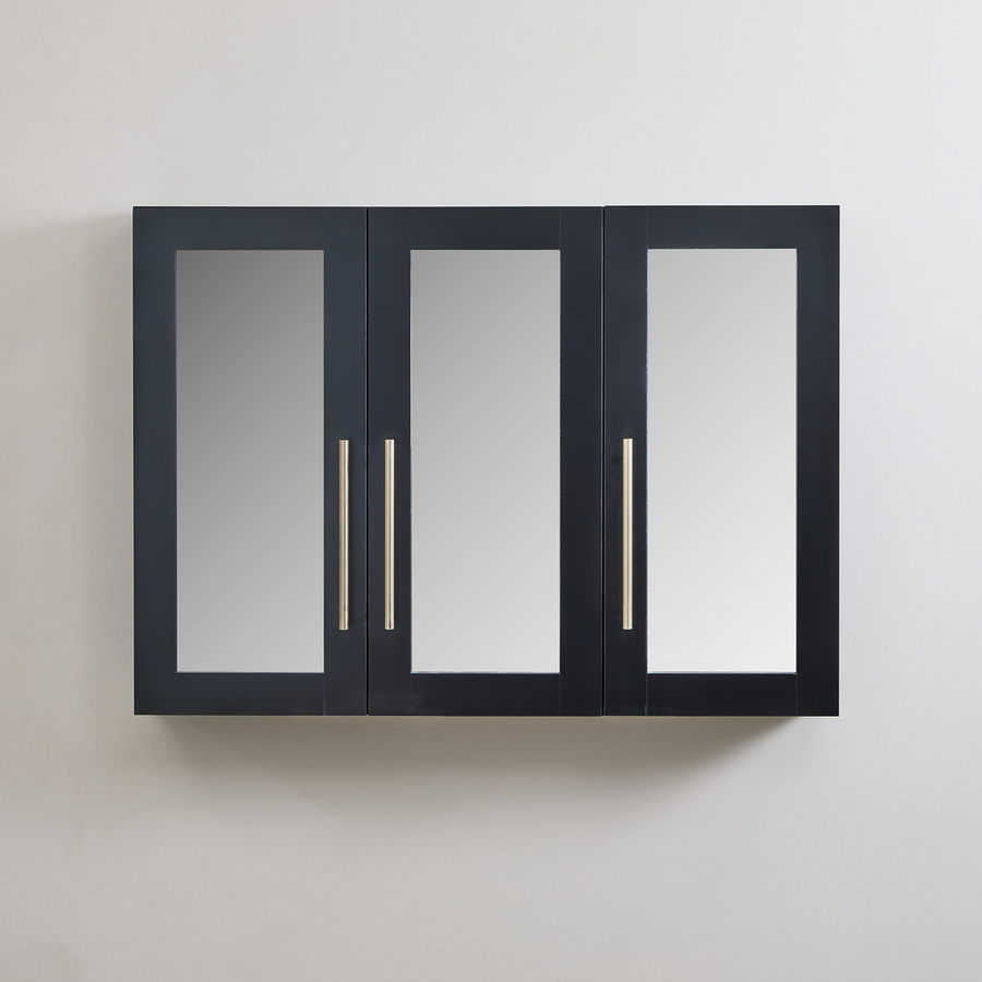 Spiegelschrank HudsonReed in Schwarzgrau mit goldenen Griffen, B/H: 90 x 65 cm - Bild 1