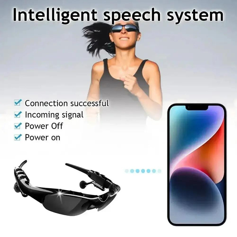 Toptrek Sports Smart Glasses Bluetooth Stereo Wireless Sonnenbrille mit Headset in Schwarz - Bild 2