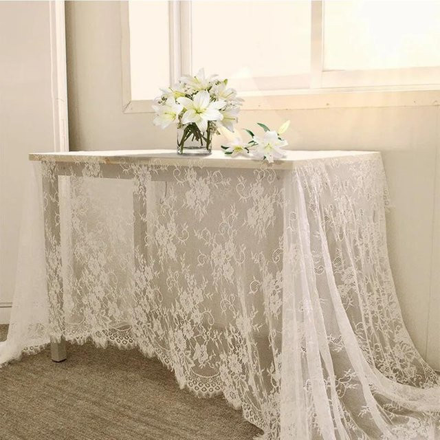 Yiran Furniture Tischdecke aus Spitze in Weiß im Vintage-Stil für Hochzeiten und Empfänge, B/T: 300 x 150 cm - Bild 1
