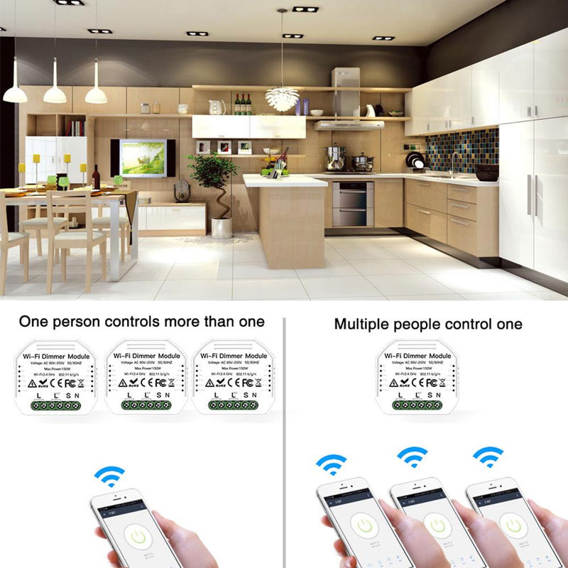 TOMTOP JMS WLAN-Dimmermodul in Weiß mit App-Fernbedienung und Sprachsteuerung für intelligente Lichtsteuerung (90–250 V) - Bild 4
