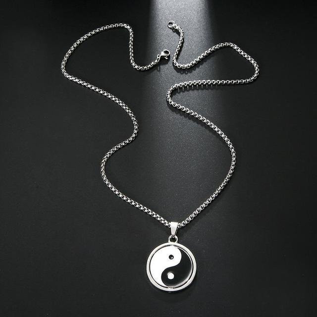 Wucifang Jewelry Halskette, Smiley-Anhänger, Edelstahl, Schwarz, Unisex - Bild 1