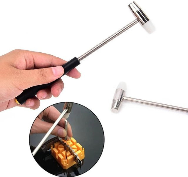 JBAILI Uhrenreparatur-Werkzeug, Mini-Hammer mit Doppelkopf, Metall-Gummi - Bild 1