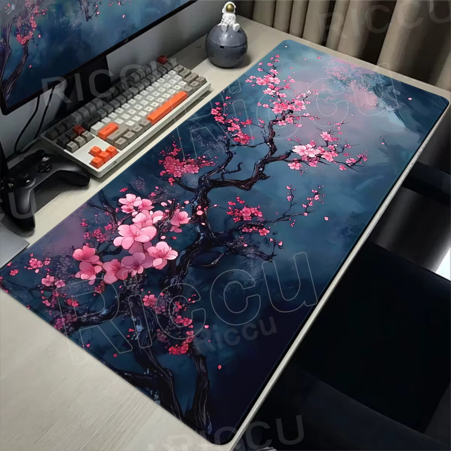 Riccu Mauspad Kirschblüten Landschaft Multicolour Rutschfeste Schreibtischmatte für Home Office und Gaming - Bild 2