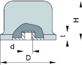 Elko Gummi-Metall-Puffer Ballig Typ E aus Stahl Durchmesser: 50 mm, Höhe: 35 mm, Gewinde: M10, NR57 - Bild 1