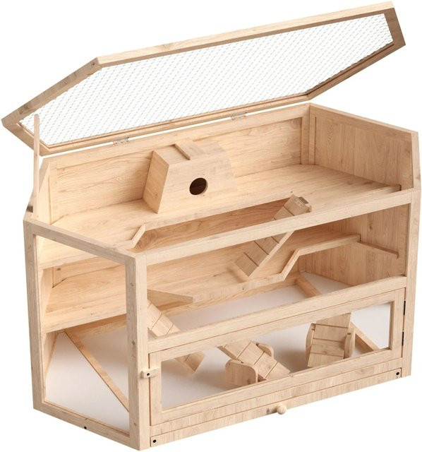 Wiltec XXL Nagerkäfig aus Holz und Acrylglas in Braun, B/T/H: 115 x 60 x 58 cm - Bild 1