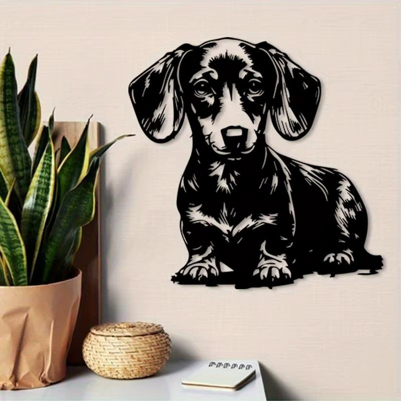 CIFBUY Vintage Dackel Metall-Wandkunst Hundeskulptur in Schwarz-Weiß - Bild 4