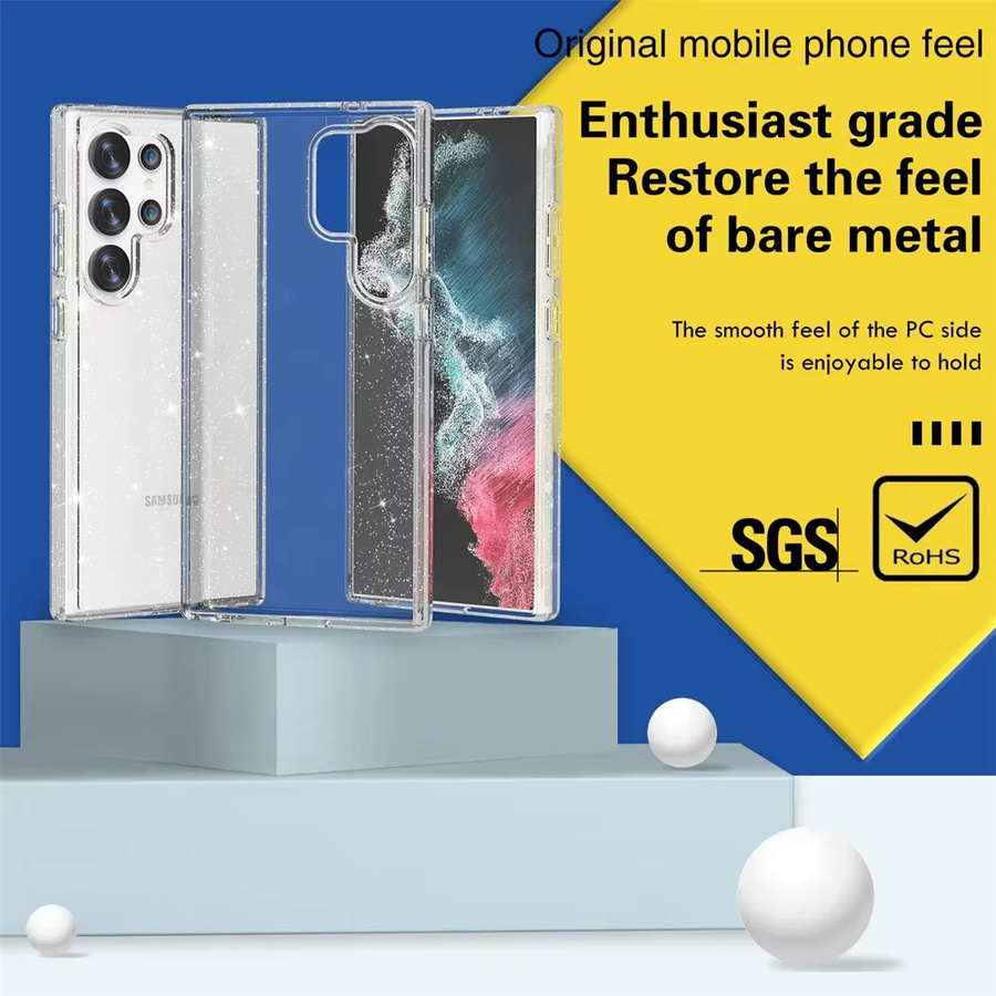 Glitzernde Galaxy Schutzhülle mit Klarsicht und Fallschutz für Samsung S26 S25 Edge S24 S23 S22 S21 FE Ultra Plus, transparent - Bild 2
