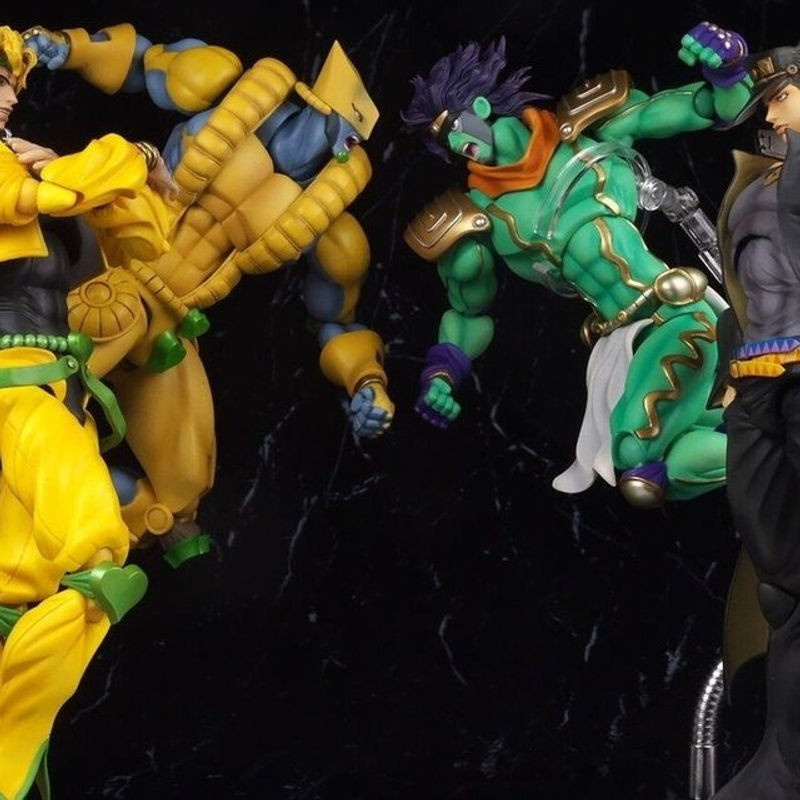 Anime Jojo Bizarre Adventure Actionfigur Super Action Statue Kujo Jotaro und Dio Brando mit Star Platinum und Die Welt, Höhe: 25 cm - Bild 1