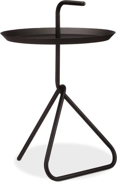 Relaxdays Beistelltisch aus Stahl in Schwarz matt mit Griff, modern und rund, B/T/H: 40 x 40 x 59,5 cm - Bild 1