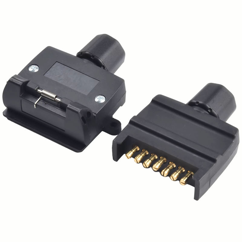 7-poliges Anhängerstecker und Buchsen Set in Schwarz für Caravan und Boot mit 12V DC Adapter - Bild 4