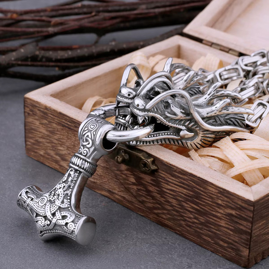 Thors Hammer Anhänger Edelstahl, Silber, Herren, Vintage - Bild 2