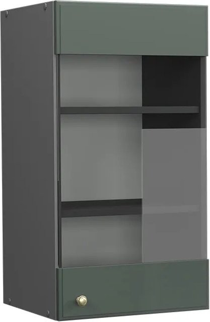 Vicco Küchen-Hängeglasschrank Fame-Line Landhaus Anthrazit Grün-Gold mit Softclose-Scharnieren und Einlegeböden Breite: 40 cm - Bild 2