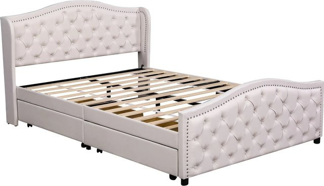 okwish Polsterbett Chesterfield in Weiß mit 2 Schubladen B/T/H: 160 x 200 x 212,5 cm - Bild 1