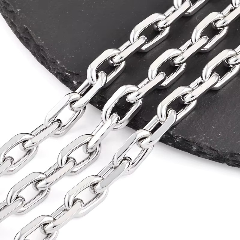 Halskette Edelstahl, Silber, 1 Meter, 9,5 mm, Punk - Bild 2