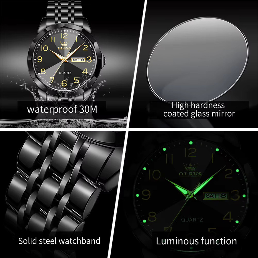 OLEVS Armbanduhr Edelstahl, Quarz, Gold, Herren - Bild 4