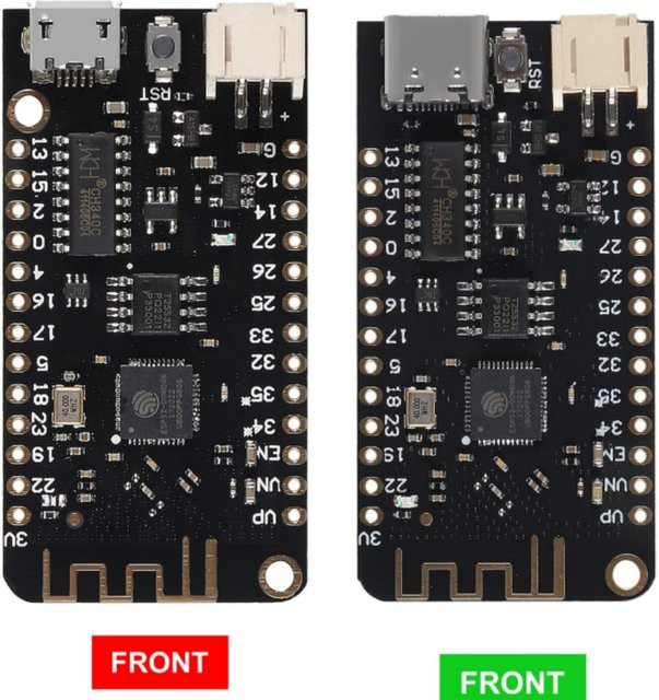 AOKIN ESP-32 Lite V1.0.0 Entwicklungsboard mit WiFi, Bluetooth und Antenne, ESP32 REV1 CH340G, 4MB, Type-C und Micro-USB, Schwarz - Bild 1