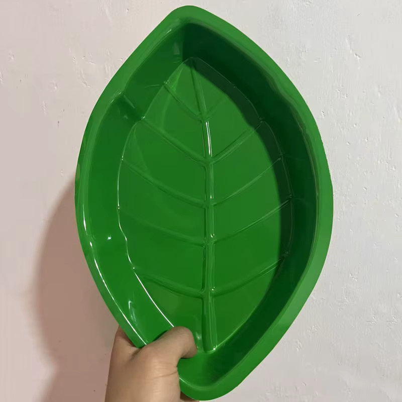 Ataozhekou 6er Set Tropische Palmblatt Serviertabletts aus Kunststoff in Grün für Luau Hawaii und Sommerpartys, Durchmesser: 30,5 cm - Bild 2