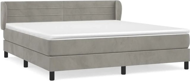 vidaXL Boxspringbett mit Matratze in Hellgrau, Hybridbett mit Taschenfederkern aus Samt, B/T/H: 160 x 200 cm - Bild 1