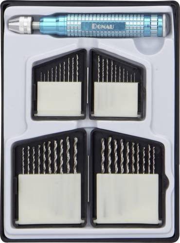 Donau Elektronik HSS Metall-Spiralbohrer-Set aus Stahl in Silber mit den Durchmessern 0,3 mm bis 1,3 mm - Bild 1