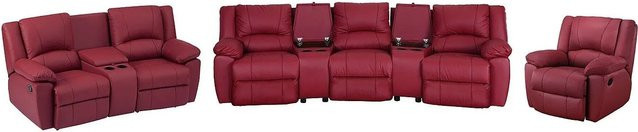 Vente-unique Couchgarnitur Aroma in Rot mit 3-Sitzer-Sofa, 2-Sitzer-Sofa und Sessel aus Kunstleder, L-Form, B/T/H: 308 x 201 x 102 cm - Bild 1
