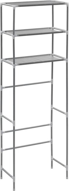 Toilettenregal Yiwydaa mit 3 Ablagen in Silber, H x B x T: 169 x 53 x 28 cm - Bild 1