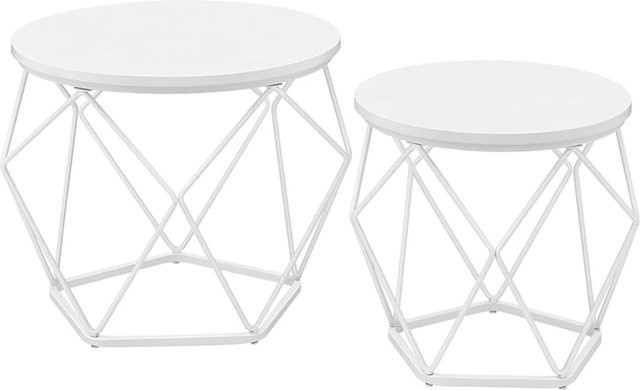 Vasagle Couchtisch 2er Set Rund in Weiß mit abnehmbaren Tischplatten aus Holzspanplatten und Stahl für Wohnzimmer und Schlafzimmer - Bild 1