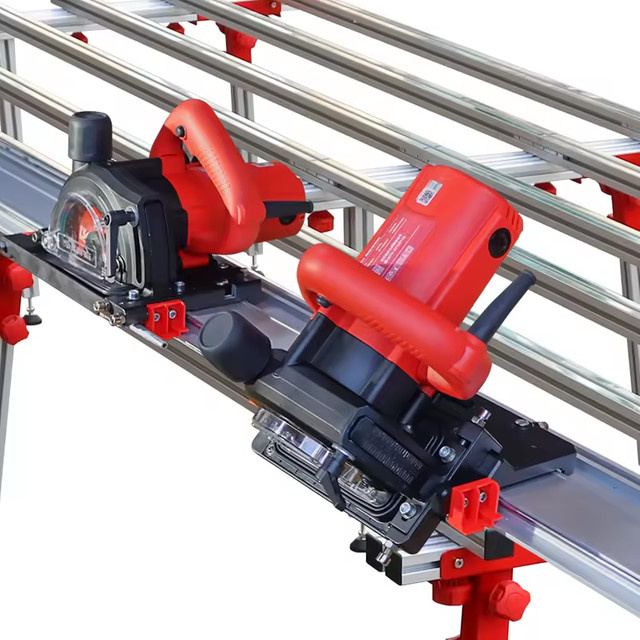 Shijing9601 Automatische elektrische Fliesenschneidemaschine in Rot, multifunktionaler doppelspuriger Keramikfliesenschneider für professionelle Anwendungen - Bild 1
