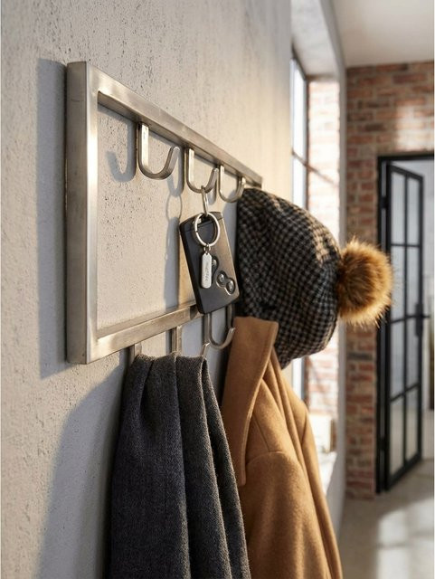 Moderne Wandgarderobe aus Metall von KADIMA DESIGN in Silber, Hakenleiste Wandpaneel, B/T/H: 50 x 20 x 4 cm - Bild 1