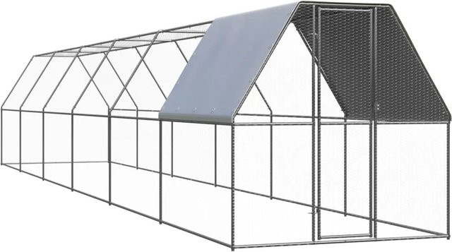 vidaXL Outdoor-Hühnerkäfig aus verzinktem Stahl in Silber, B/T/H: 12 x 2 x 2 m - Bild 1