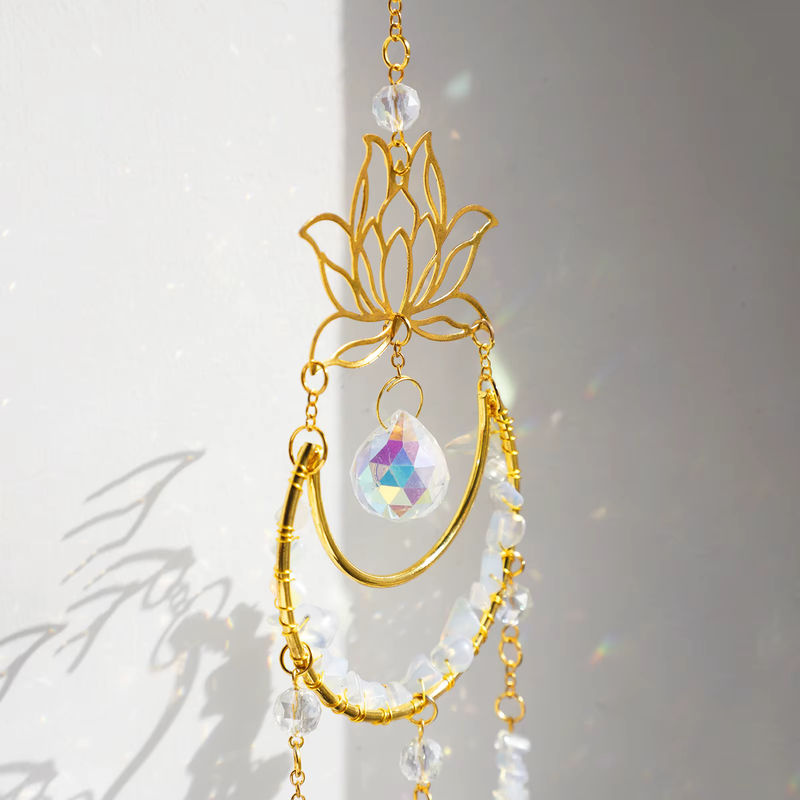 Kristall-Sonnenfänger mit Mond und Engel als hängende Dekoration aus buntem Glas in Bohemian-Stil - Bild 3