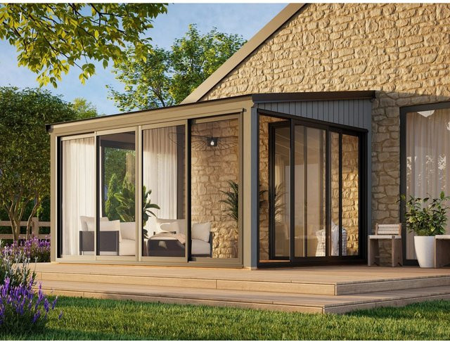 Palmako Holz-Gartenhaus Lumi Slide Plus mit Pultdach in Dunkelgrau, B: 420 cm, T: 297 cm, H: 210 cm - Bild 1