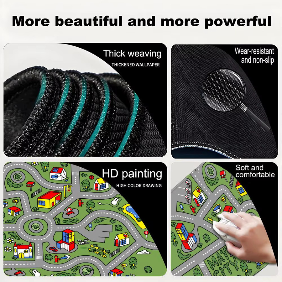 City Carpet Nostalgia Mousepad 90er 2000er Design, rutschfeste Schreibtischunterlage für Gaming und Büro, B/T: 90 x 40 cm, schwarz/mehrfarbig - Bild 6