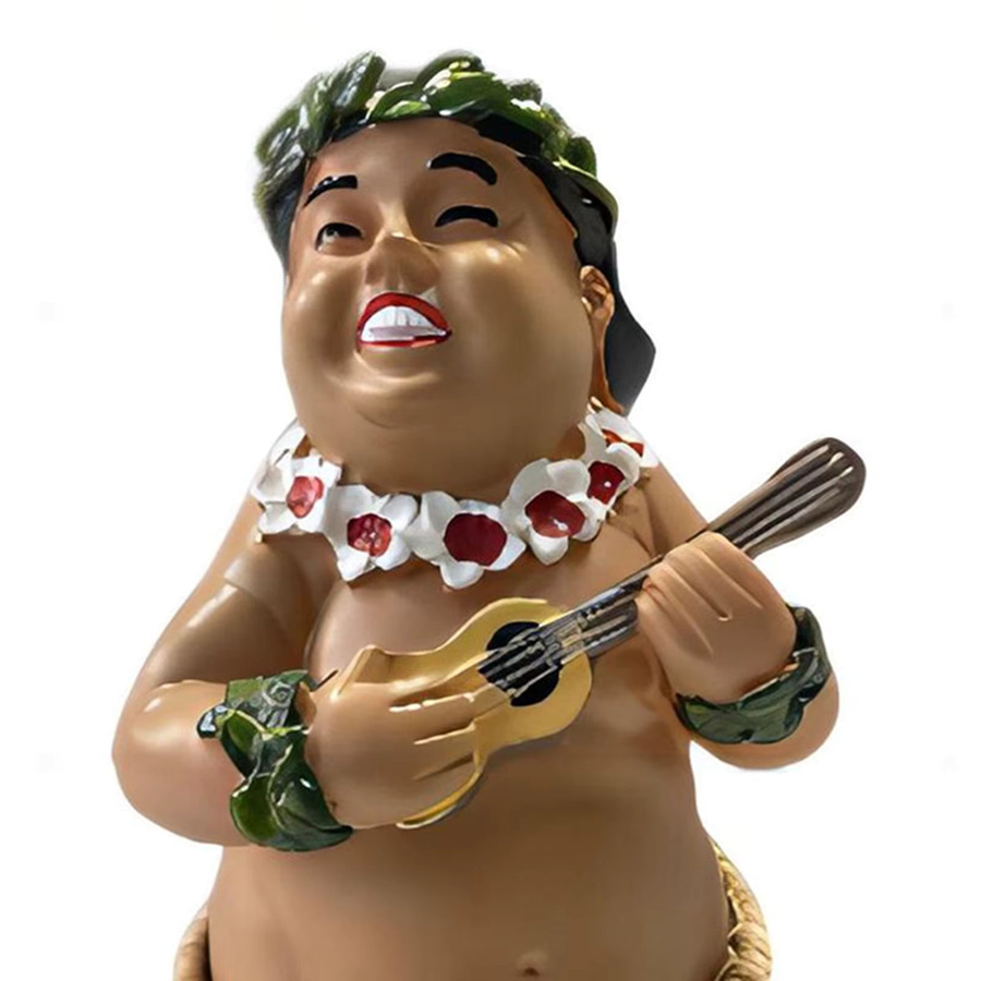 Hawaiianische tanzende Mädchen Dekoration als Wackelkopf-Puppe mit Gitarre in Multicolour - Bild 2