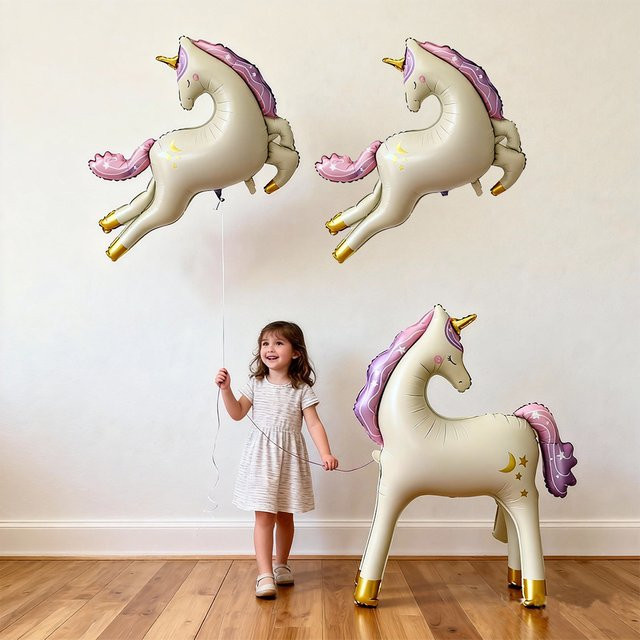 XMSJ Regenbogen-Einhorn Ballondekoration in Mehrfarbig für Geburtstag, Hochzeit oder Babyparty - Bild 1