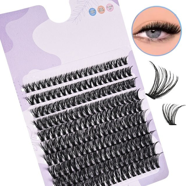 JIEFUXIN Wimperncluster-Set Wispy Volume Lashes 8–16 mm D Curl, 200 Stück - Bild 1