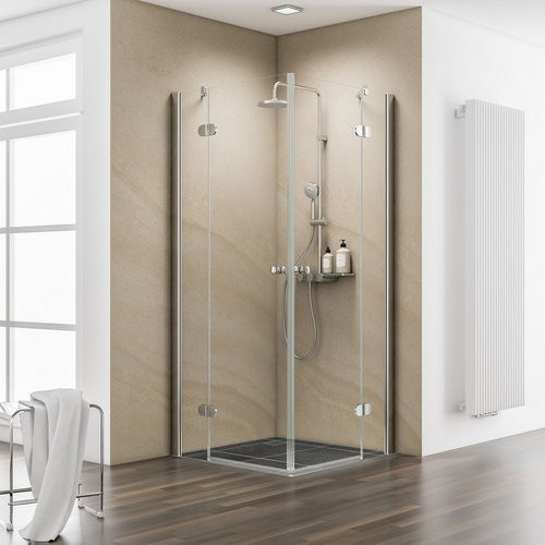 Schulte Masterclass Ecke Einstieg Duschkabine mit Drehtür, Farbe: Silber, Glas: Transparent, B: 80 cm, H: 200 cm - Bild 1