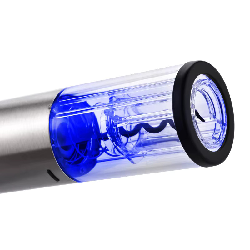 Elektrischer Weinöffner von FLYMUYU aus Edelstahl in Silber mit LED-Licht und Blechschneider - Bild 3