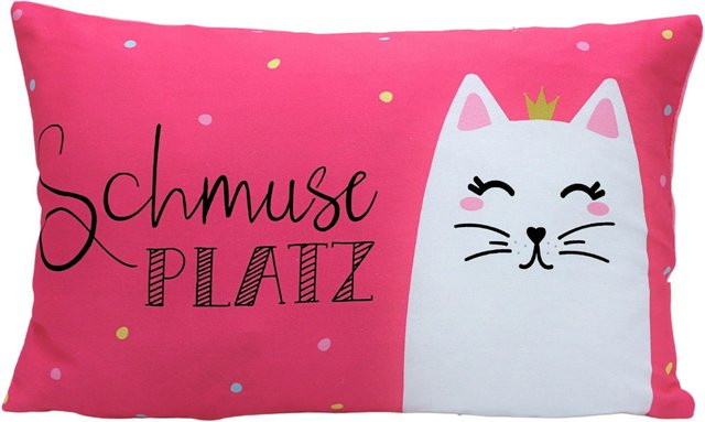 Dekohelden24 Zierkissen Katze in Pink mit abnehmbarem Bezug aus Baumwolle, B: 40 cm, H: 13 cm, T: 23 cm - Bild 1